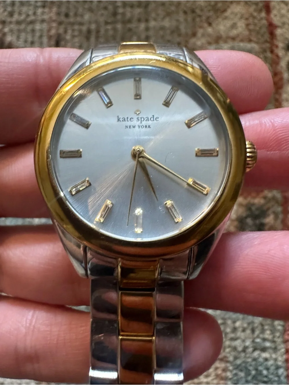 kate spade Two-Tone Gold & Silver Link Bracelet Watch with White Dial